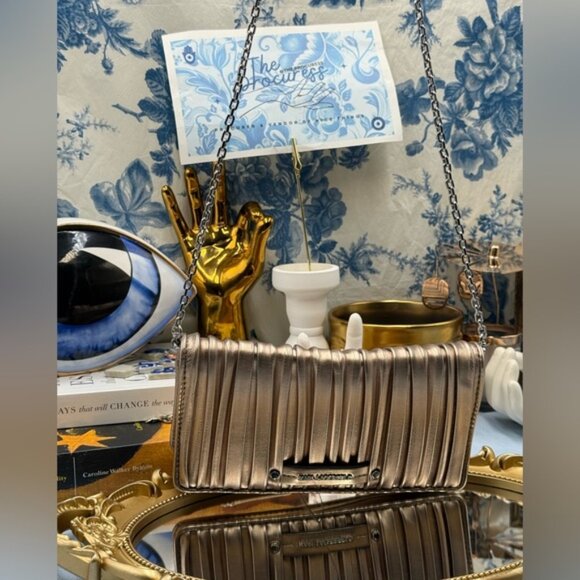 🆕 KARL LAGERFELD PARIS 🧿 NWT K/Kushion Crossbody Wallet, Champagne Metallic - Picture 2 of 15